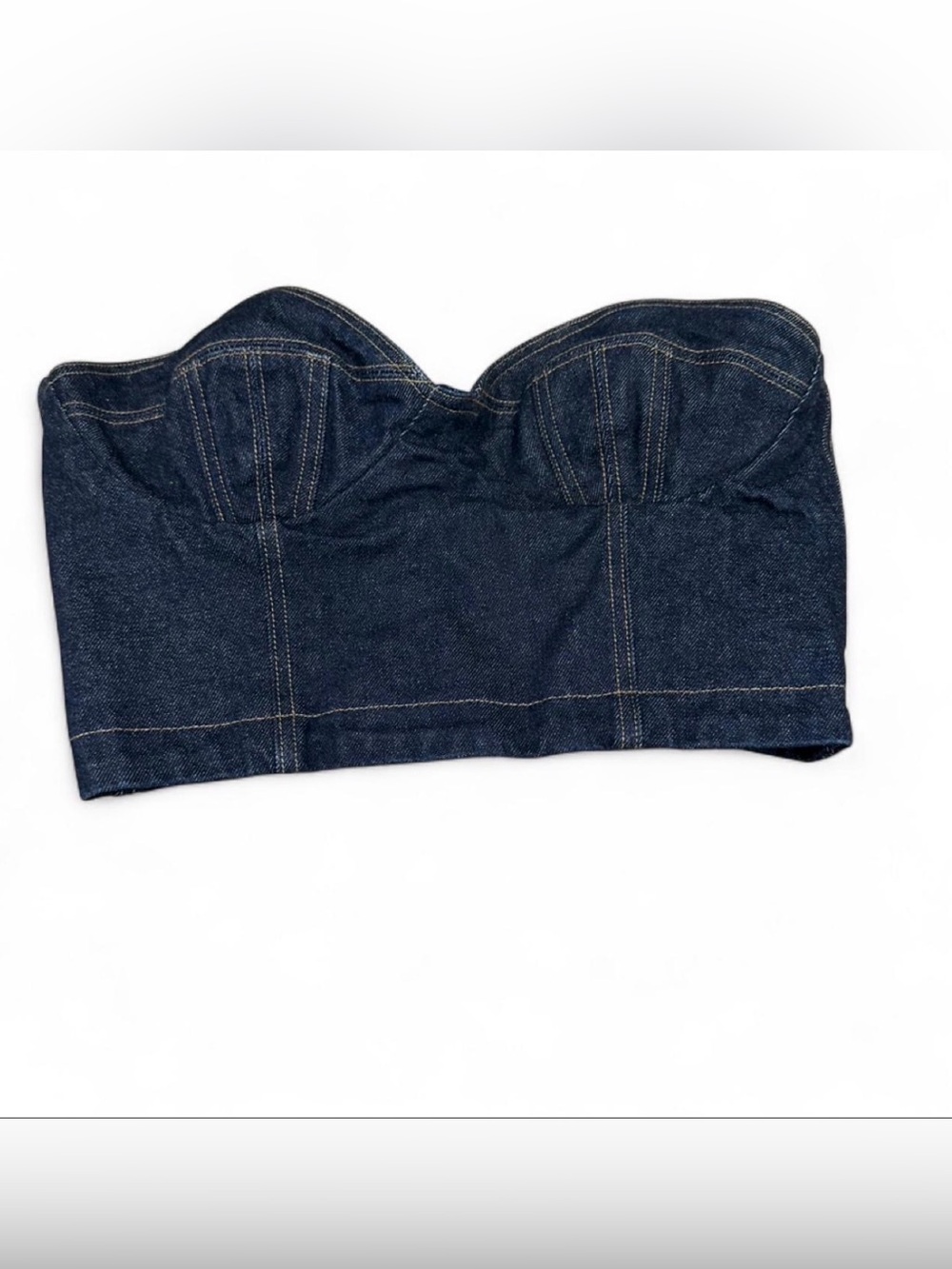 Goldsign Dark Indigo Denim Bustier Crop Top